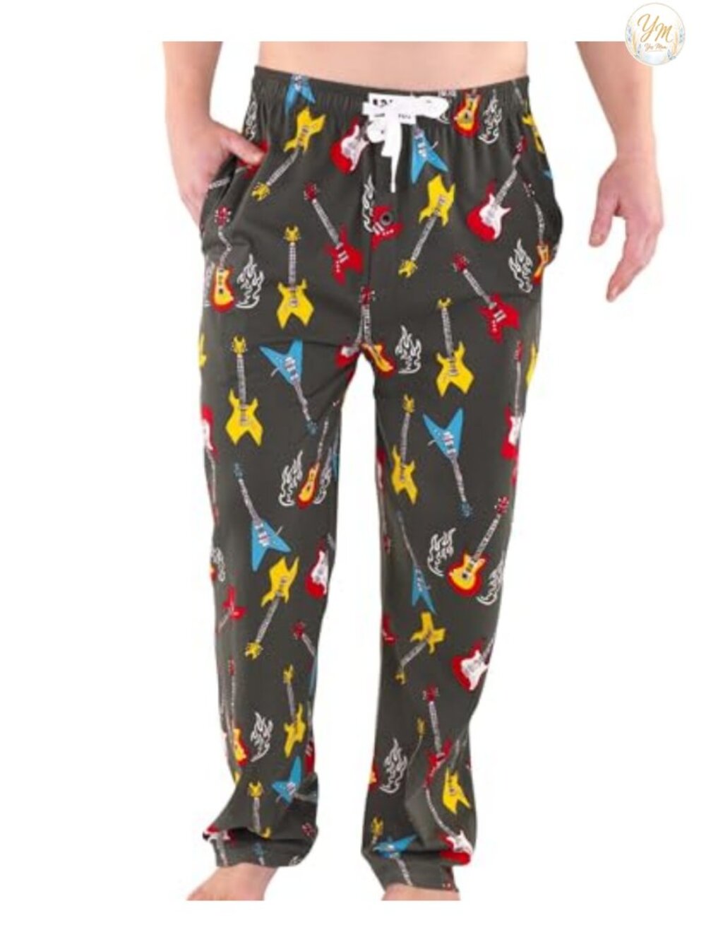 Men's Cotton Novelty Pajama Pants with Pockets Elastic Drawstring Lounge Bottoms